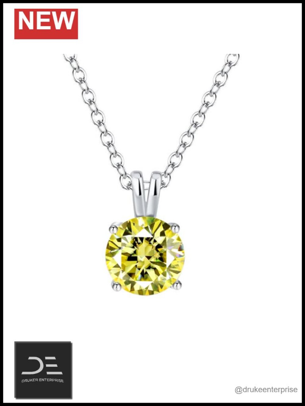 1-3Carat Colored Moissanite Necklace for Women Gift S925 Silver Laboratory